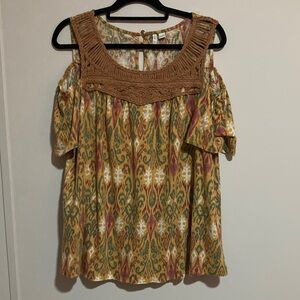 Cato Multicolor Bohemian Off-Shoulder Blouse